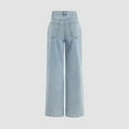 thumbnail image 5 of JGNGSHN Womens Blue Washed Ripped Jeans Fashion High Waist Straight Distressed Denim Pants Loose Fit Trousers, 5 of 6