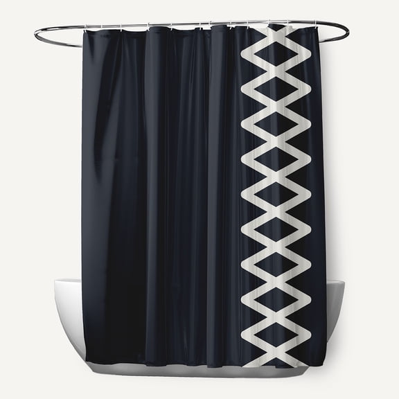 Simply Daisy Zipper Stripe Shark Blue 70" w x 73" h Shower Curtain