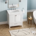 thumbnail image 3 of BARONAGE 30" Bathroom Vanity Ceramic Sink Combo, Marble Vanity Top with Undermounted Rectangular Ceramic Sink, Modern Freestanding Storage Cabinet, White, 3 of 21