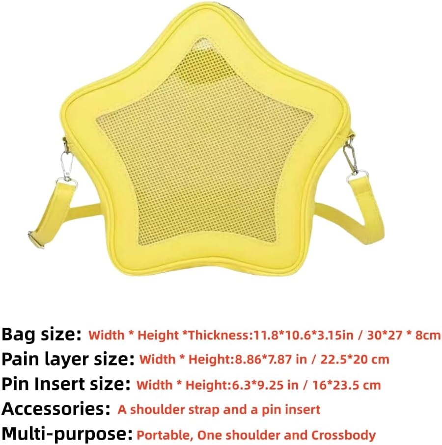 SPEKSEE Star Shape Ita Bag Pins Display Crossbody Bag PU Leather Backpack Y2k Aesthetic Cute Handbag