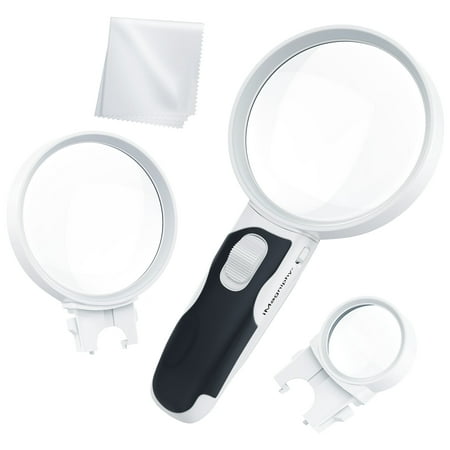 Magnifying Viewfinder - LED Illuminated Magnifying Glass Set (3-Lens (2.5X + 5X + 16X))