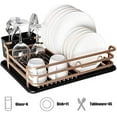 thumbnail image 3 of Aluminum Dish Drying Rack, Compact Dish Rack with Cutlery Holder, Removable Drainer Tray, Rose Gold, 3 of 6