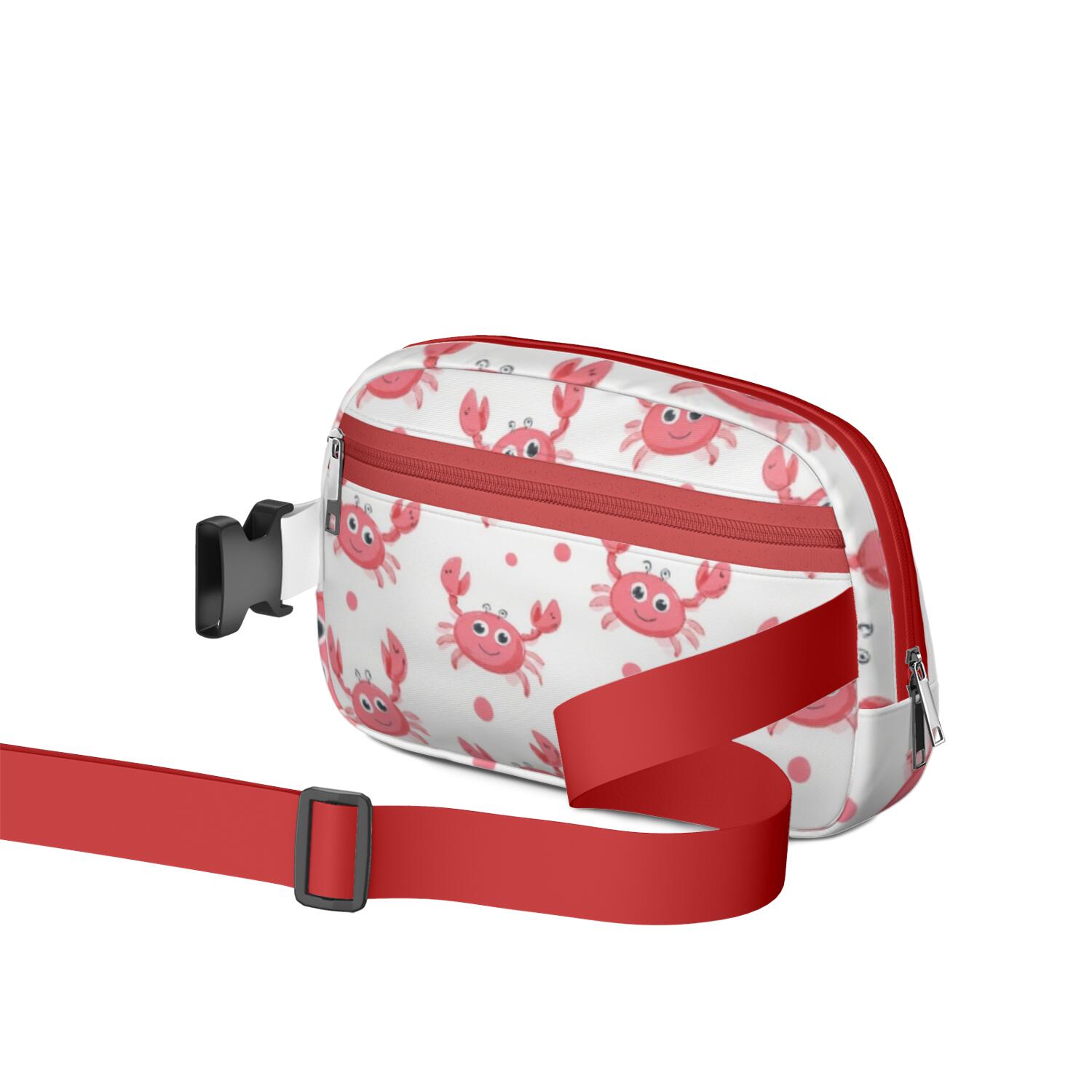 Crossbody Belt Bag Marine Adorable Crab Belt Bag Sporty Waist Pack for Women Casual Waist Packs with Adjustable Strap Waterproof Belt Bag for Workout Running Travelling