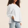 thumbnail image 3 of tarylea Athletic Tops for Women Crew Neck Split Hem Pullover Solid Color Long Sleeve Shirts Casual Loose Comfy Sports Tops, 3 of 8