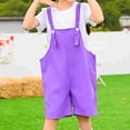 thumbnail image 7 of CPNG Girls Solid Color Short Overalls Sleeveless Suspender Romper Cute Short Jumpsuit with Adjustable Strap(Purple,5-6 Years), 7 of 7