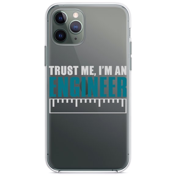 DistinctInk Clear Shockproof Hybrid Case for iPhone 13 Pro MAX (6.7" Screen) - TPU Bumper Acrylic Back Tempered Glass Screen Protector - Trust Me I'm an Engineer