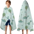 thumbnail image 3 of LightBlue Cartoon Dinosaurs Trees Pattern Hooded Bath Towel，60"x35" for Ages 3 To 12 Kids, Quick Dry Lightweight Soft Microfiber Hood Beach Towel Cover Up for Kids, 3 of 7