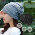 thumbnail image 2 of Guardurnaity Gorros de mujer, gorros con estilo, gorros térmicos ajustables, gorro de punto de Color sólido Retro, gorro informal azul Sombreros Negro Guardurnaity AP011230-03, 2 of 6