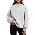 thumbnail image 7 of Pullover Sweatshirt Solid Color Loose Tops Round Neck Hoodie Women Thick Clothing, 7 of 7