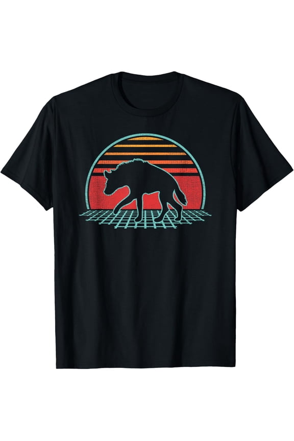 men and women can wearHyena Retro Safari Wildlife Vintage 80s Style Gift T-Shirt