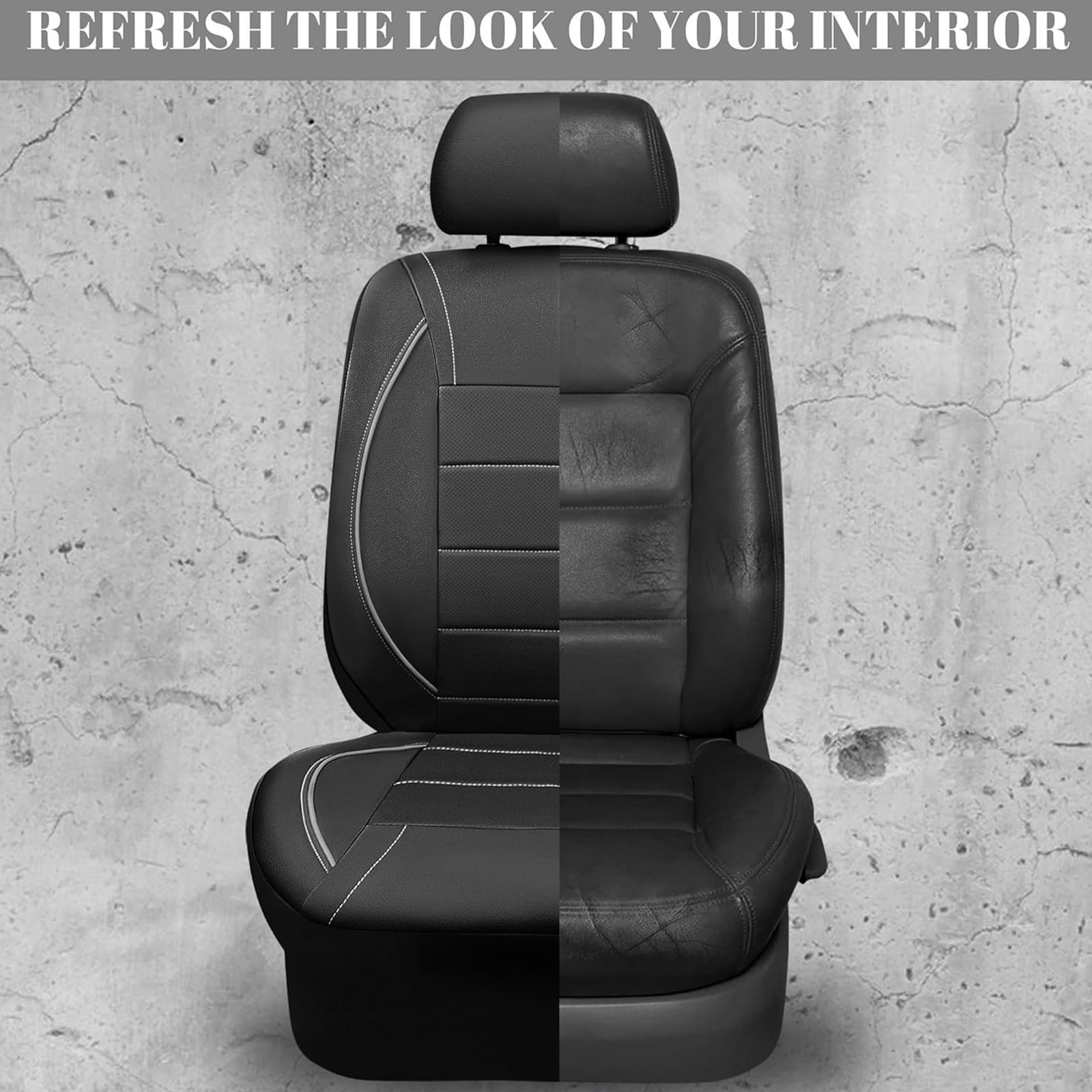 CAR GRAND Faux Leather car seat covers full set breathable universal fit airbag compatible car, SUV, truck and van Gray