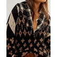 thumbnail image 3 of PUWEI Women's Knit Graphic Print Cardigan Long Sleeve Button Down Sweater Oversized Y2K Coat, 3 of 7