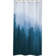 thumbnail image 6 of Small Stall Shower Curtain for Bathroom Decor 36Wx72H Narrow Half Rv Nature Blue Mens Misty Tree Mountain Foggy Woodland Art Printed Fabric Polyester Waterproof 6 Pack Plastic Hooks, 6 of 6