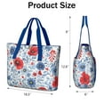 thumbnail image 3 of Tote Bag for Women - Pioneer Flower Shoulder Bag - Large Utility Work Duffle Bag with Zipper Handbag for Travel, Work, Sprots, 3 of 5