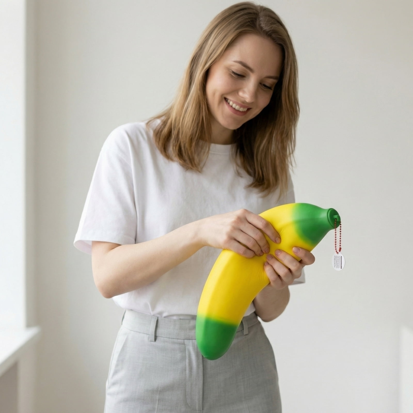 Smush Mart Jumbo Squishy Banana 15-Inch Squeeze Toy, Sensory Stress Relieving Banana Figure,Giant Fruit Soft Novelty Toy for Adults - Tactile Stress Relief Squeeze Toy