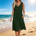 thumbnail image 2 of Admvng Women's Dress V Neck Sleeveless Casual Stretchy Summer Mid-Length Dress, 2 of 7