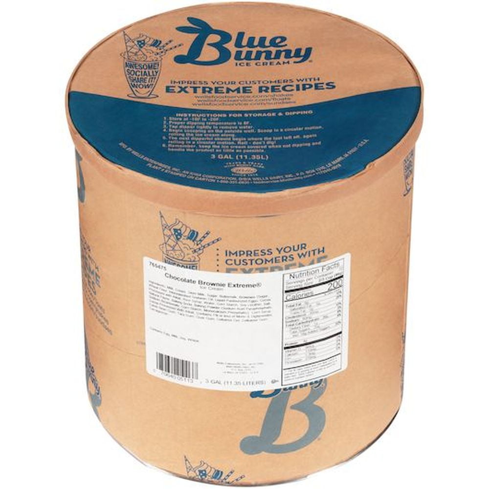 Blue Bunny Premium Chocolate Brownie Extreme Ice Cream, 3 Gallon Tub