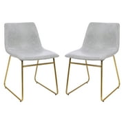 Flash Furniture 18 Table Height Timeless Mid-Back Sled Base Dining Chairs, Set of 2, Gray/Gold