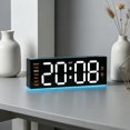 Large LED Digital Alarm Clock with Colorful Ambient Light Calendar ...
