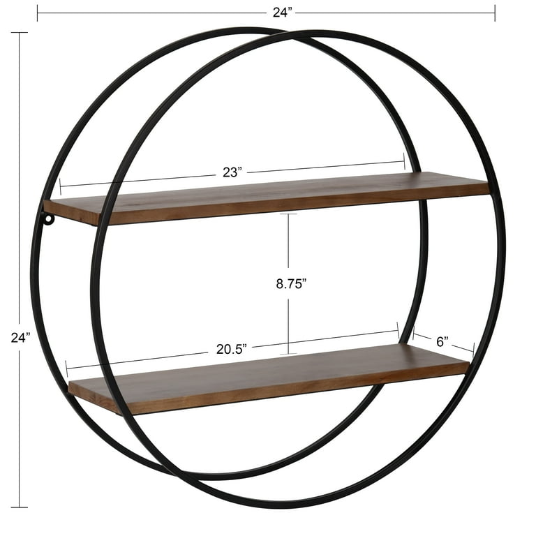 Black wooden circle floating shelf