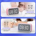 thumbnail image 2 of Bewildely Reloj despertador digital LED electrónico Reloj de escritorio Pantalla de temperatura 3 configuraciones de alarma Altavoces de audio Decoración del hogar Rosado, 2 of 6