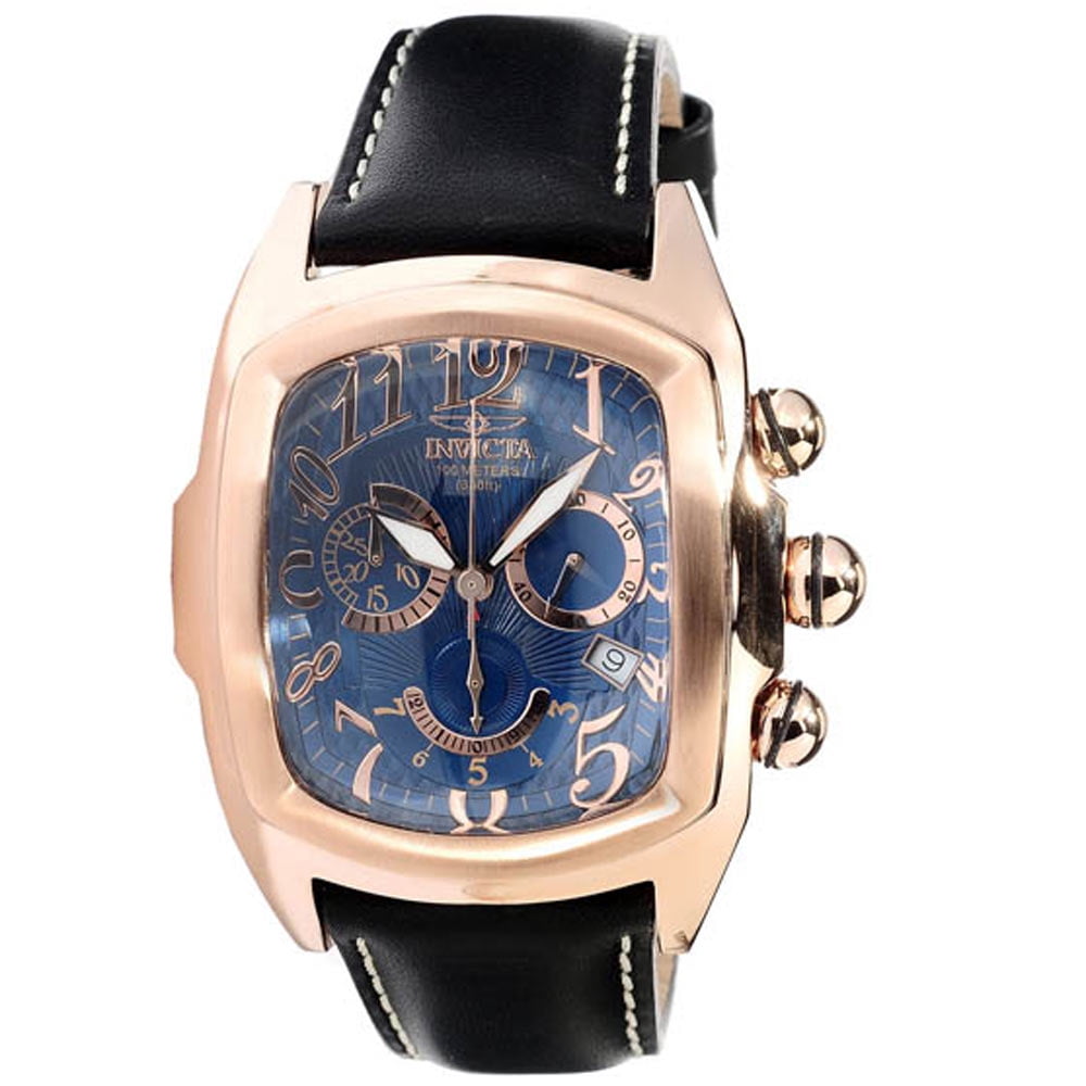 Invicta Men's 13695 Dragon Lupah Blue Dial Leather Strap Chronograph