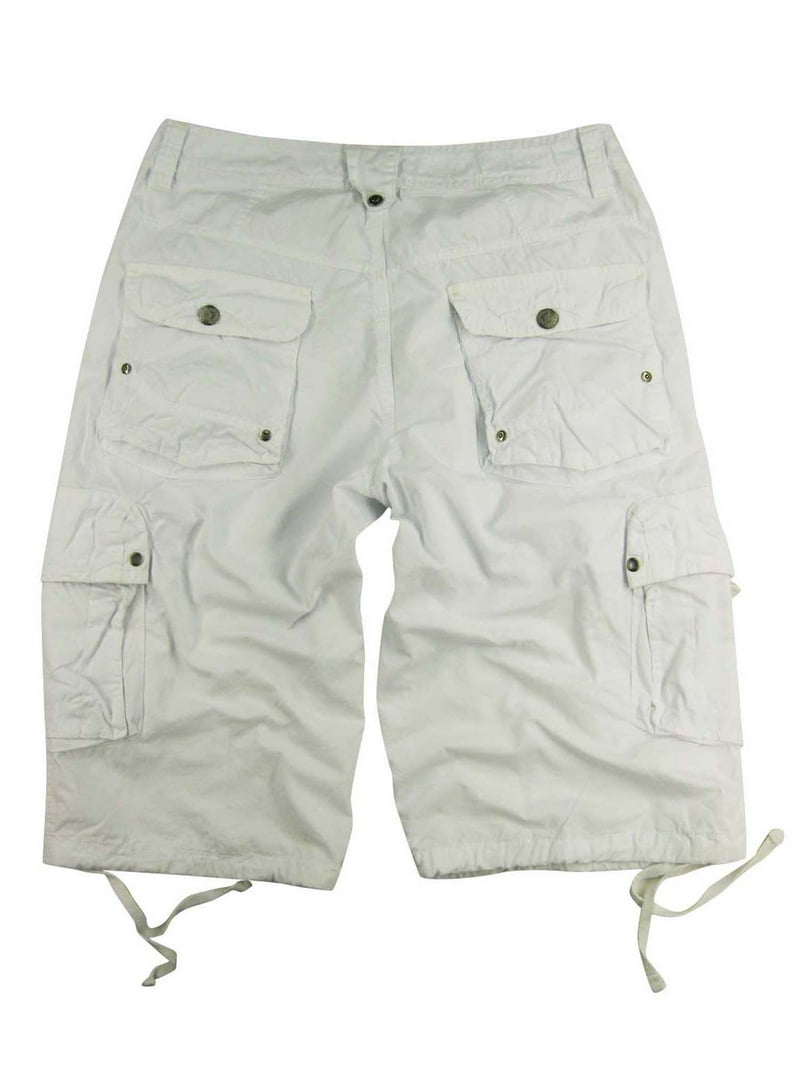 Stone Touch Men's Cargo Shorts, White + Stone color 2 pc
