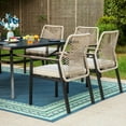 thumbnail image 3 of MF Studio 9-Piece Outdoor Patio Dining Set with 60" Large Square Table & 6 Cushioned Rattan Chairs, Black and Beige, 3 of 16