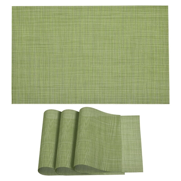Unique Bargains Place Mats Table Mats Washable Woven Placemat for Dining Use Green