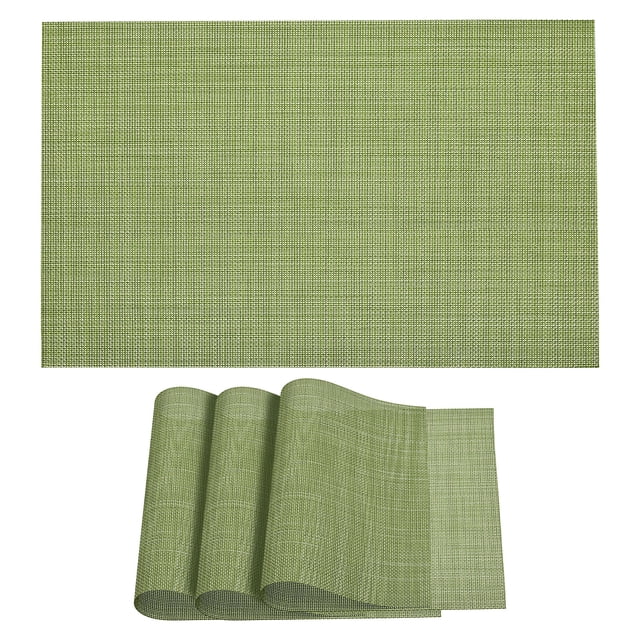 Unique Bargains Napperons 450x300mm Lot de 4 PVC Lavables Tissés Vert Gazon