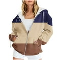 thumbnail image 2 of Fjofpr Zip Sweatshirts for Women with Hood Women's Casual Striped Printed Zippered Long Sleeved Hooded Sweatshirt Jacket Top Loose Zip Hoodie Women Dark Blue L, 2 of 6