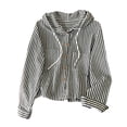 thumbnail image 5 of MaFYtyTPR Women Striped Hoodies Fashion Button Long Sleeve Casual Blouse Sun Protection Hooded Top for Women A-Black L, 5 of 5