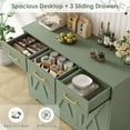 thumbnail image 5 of Homfa 42.5'' Kitchen Buffet Sideboard Cabinet, 3 Drawers Farmhouse Coffee Bar Storage Cabinet with Adjustable Shelf, Green, 5 of 7