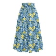 thumbnail image 5 of Floral Midi Skirt for Women Summer Comfy Tiered Elastic High Waisted Skirts Vacation A-Line Flowy Swing Long Skirts Blue S, 5 of 6