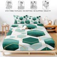 thumbnail image 5 of Twin Sze Fitted Sheet Set - Turquoise Marble 2 Piece Bedding Sets 16" Deep Pocket Fitted Sheet with 1 Pillowcase, Gold White Geometric Hexagon Modern Brushed Microfiber Hotel Luxury Bed Sheets, 5 of 9