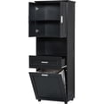 thumbnail image 5 of High Storage Cabinet with Built-in 4-Compartment Storage Shelf, Bathroom Cabinet with Removable Laundry Hamper, Door and Drawer, Cabinet with Storage for Bathroom, Black, 5 of 7