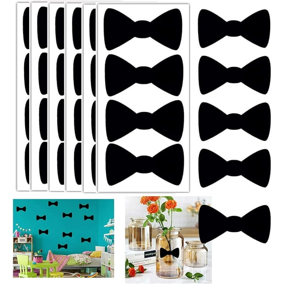 Bow Tie Shape Blackboard Stickers 52Pcs Bow Tie Chalkboard Stickers for Storage 2X3inch Bow Tie Mason jar Labels