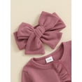 thumbnail image 6 of Suealasg Baby Girl Full Length Jumpsuit +Headband 3 6 12 Months Newborn Girl Long Sleeve Ruffle Zip Up Romper Bodysuits 2Pcs Infant Girl Fall Clothes, 6 of 8