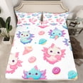 thumbnail image 2 of Homewish Cartoon Axolotl Bed Sheets 4pcs for Kids Girls, Kawaii Ice Cream Donut King Sheets, Cute Animal Wildlife Sheet Set, White Room Decor, 2 of 7