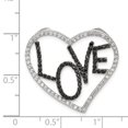 thumbnail image 2 of Solid 925 Sterling Silver Black and White CZ Cubic Zirconia Love in Heart Chain Slide Pendant Charm, 2 of 3