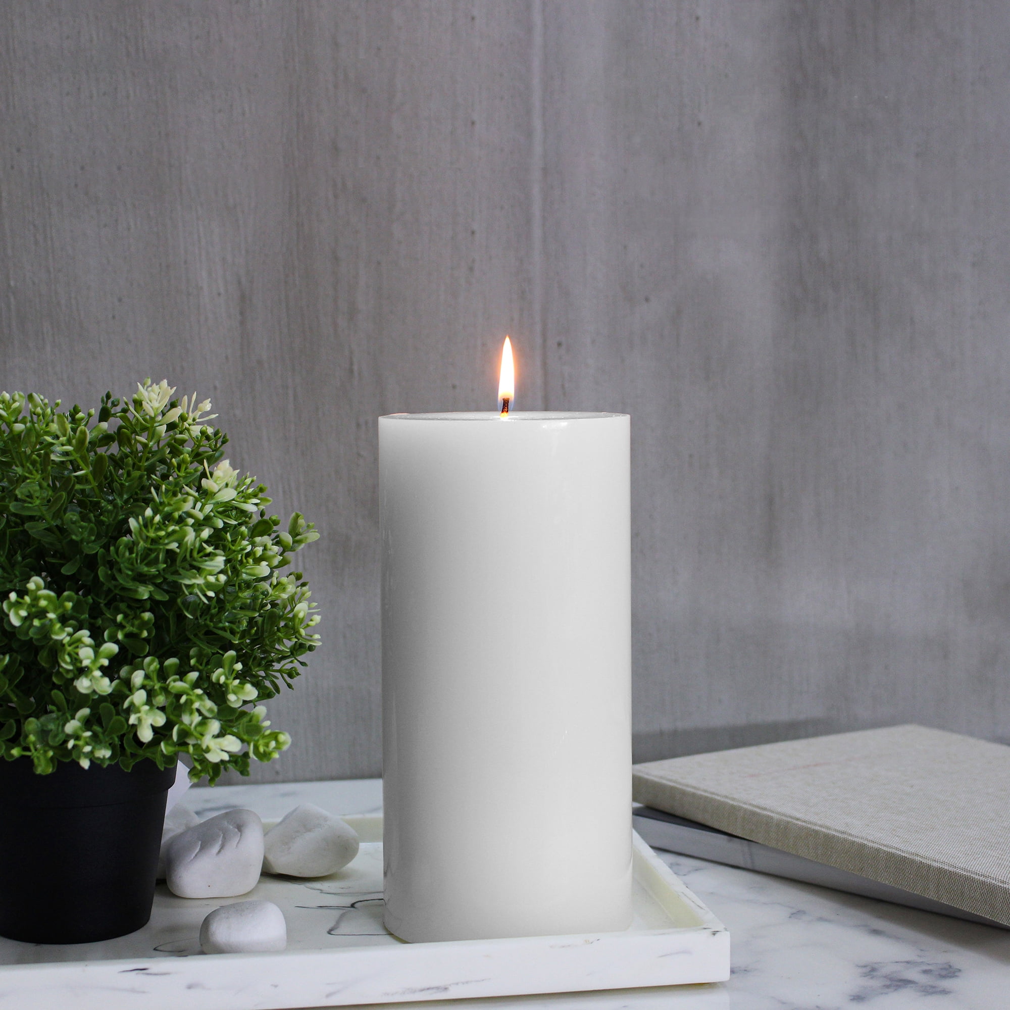 Mainstays Unscented White Pillar Candle, MAINSTAYS PL MS 4X8 BLOCK CDL