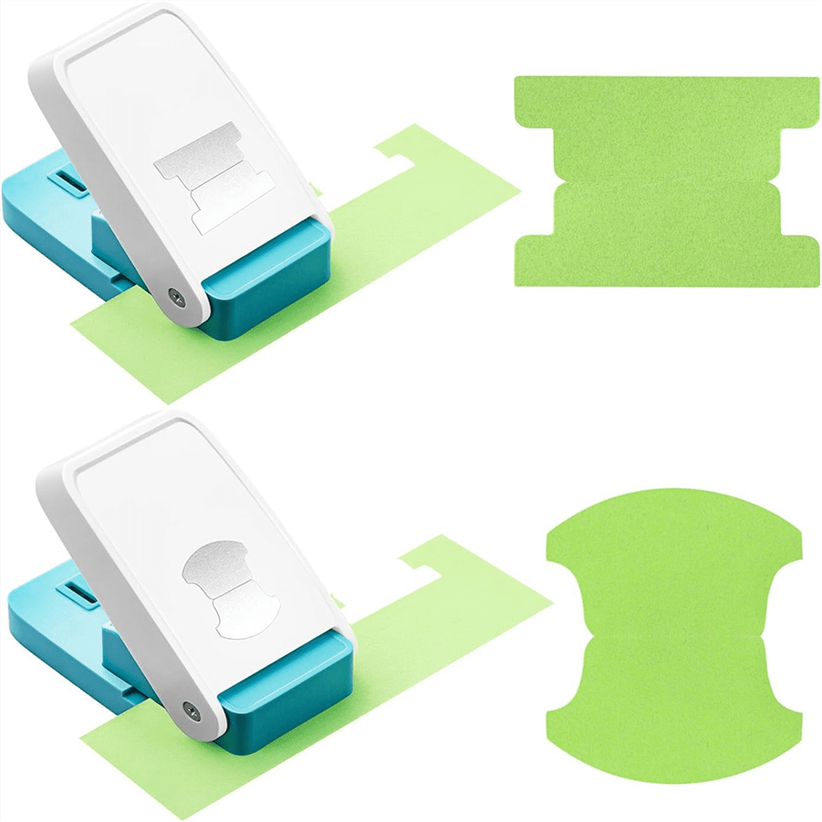 2 Pcs File Tab Punch for Crafting 1.5In 2 Shapes DIY Index Tab Puncher Label Tag Paper Punch for Scrapbooking Book Tabs,2 x Paper punches,White&Blue