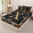 thumbnail image 2 of Catabedysis Brown Bows Monogram X Zipper Twin Comforter Sets with Fitted Sheet and 2 Pillowcases,Classic Fashion Leopard Print Zipper Bedding Set For Girls,Black Reversible,4 Pieces, 2 of 7
