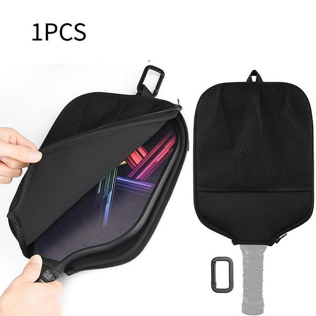 Funda de neopreno para raqueta de pickleball, funda protectora para raqueta, bolsa de almacenamiento portátil para hombres y mujeres, para raquetas, Negro