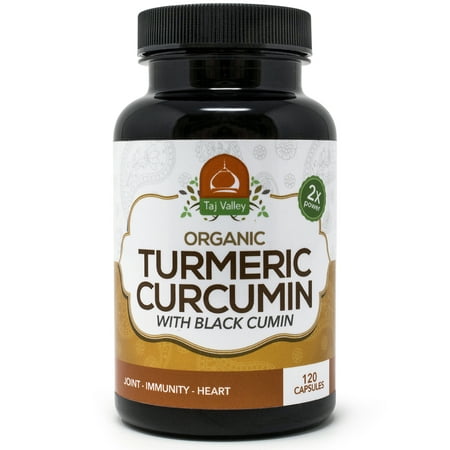 Organic Turmeric Curcumin w/Black Cumin - 1100MG Per Serving - 2X Strength for Maximum Healing and Wellness - 120 Veggie Capsules - Natural and Made in the USA