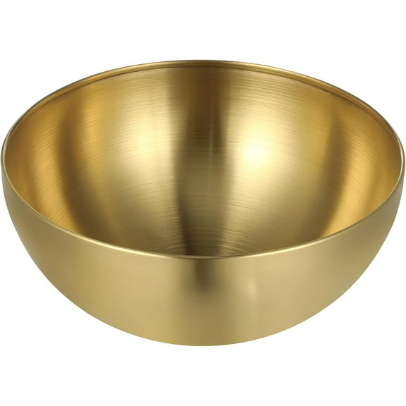 50 oz Gold Salad Bowl - Stainless Steel Mixing Bowls, 7.8 inch Kitchen Serving Bowl, Nesting Large Soup Bowl, Metal Cereal Bowl, for Cooking, Baking, Salad Prep, Dishwasher Safe
