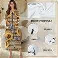 thumbnail image 6 of Xoenoiee Sunflower Daisy Butterfly Wood Print Nightgown House Dress Zip up Robes for Women Long Lounge Dress Round Neck House Coat Bathrobe Plus Size, Size L, 6 of 7