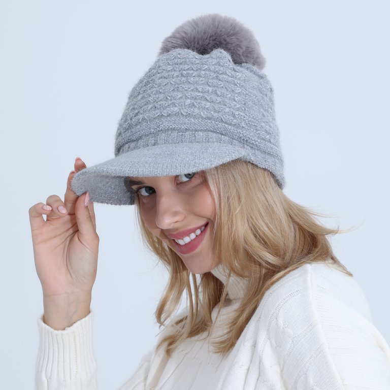 Winter Women Girls Knitted Hats Warm Knit Snow Ski Visor  display picture 1