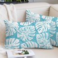 thumbnail image 2 of Aqua Blue Monstera Deliciosa Throw Pillow Cover 12 x 20 Inch Decorative Pillow Cover Summer Botanical Tropical Lumbar Pillowcase Seasonal Rectangle Cushion Case for Couch Sofa Bed Living Room, 2 of 9