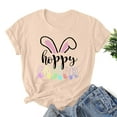 thumbnail image 2 of Easter Women Short Sleeve Shirts Casual Round Neck Cute Print Tee Summer Lightweight Pullover Tops (2XL, B Beige), 2 of 3